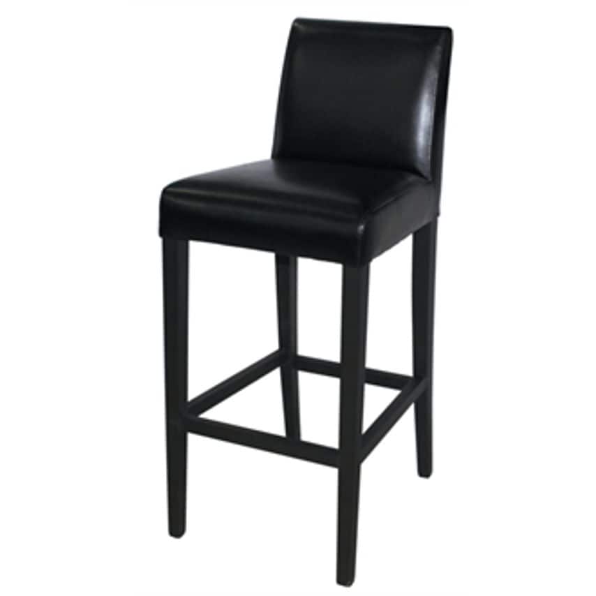 Ace & K Tania Bar Stool - Pair of Wood Frame Black Faux Leather