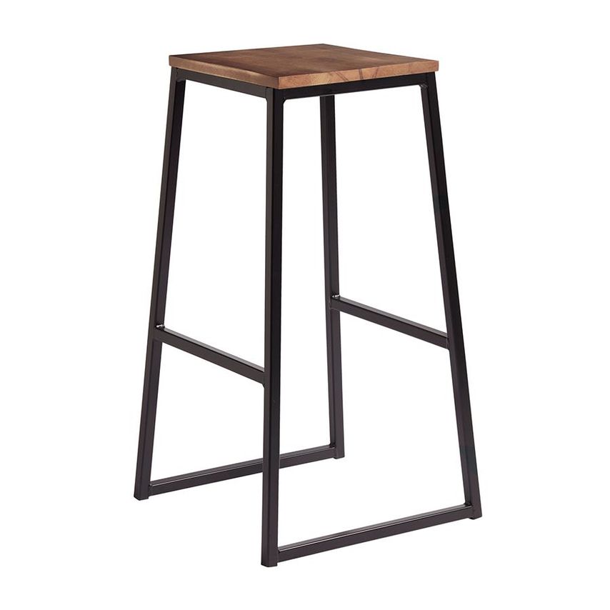 Ace & K Fergner Matt Black Metal Frame - Rustic Wooden Seat