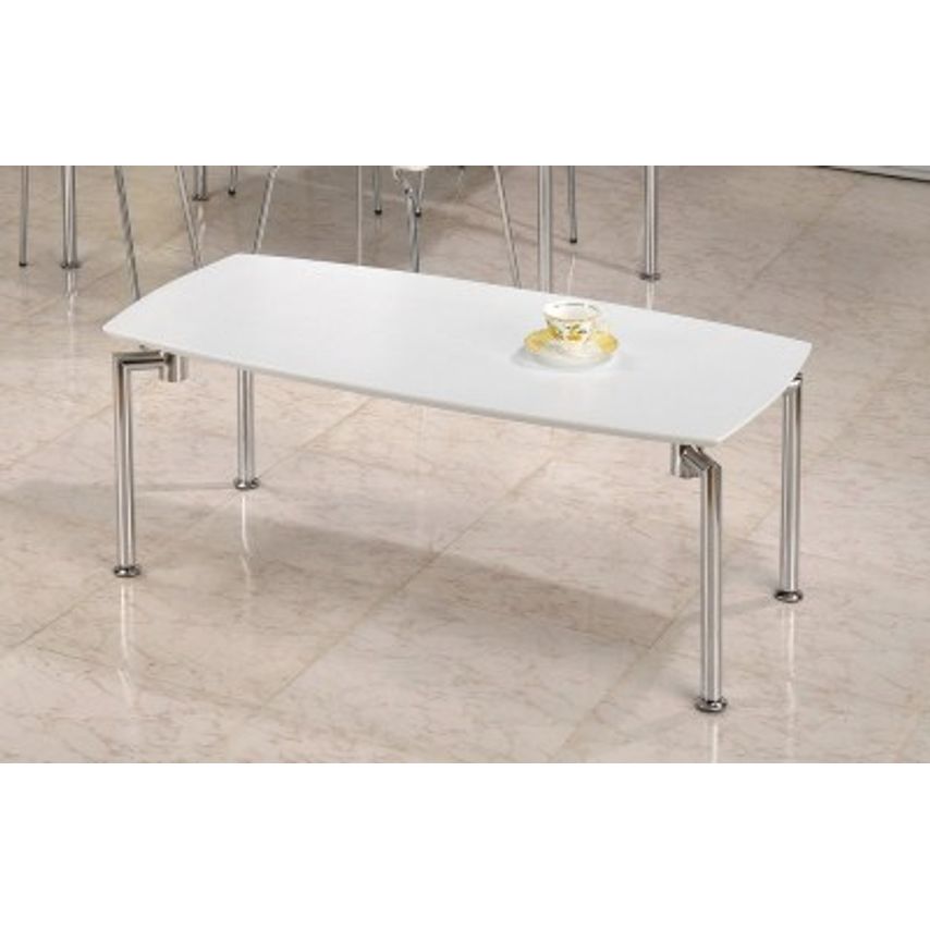 Ace & K Lila White Coffee Table Rectangular Top Chrome Legs