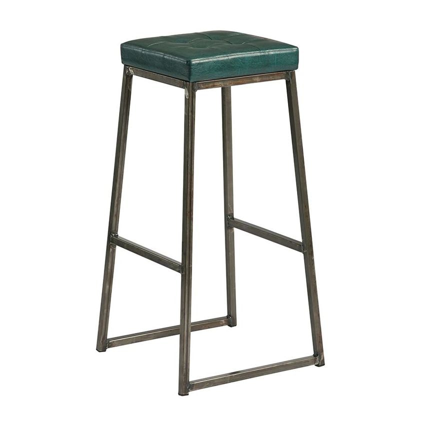 Ace & K Style High Stool Lacquered Metal Frame - Teal Padded Seat Pad