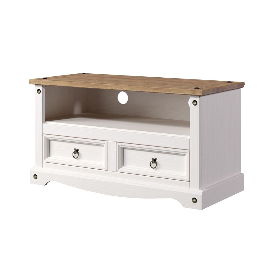 Ace & K Corite White Flat Screen TV Pine Unit
