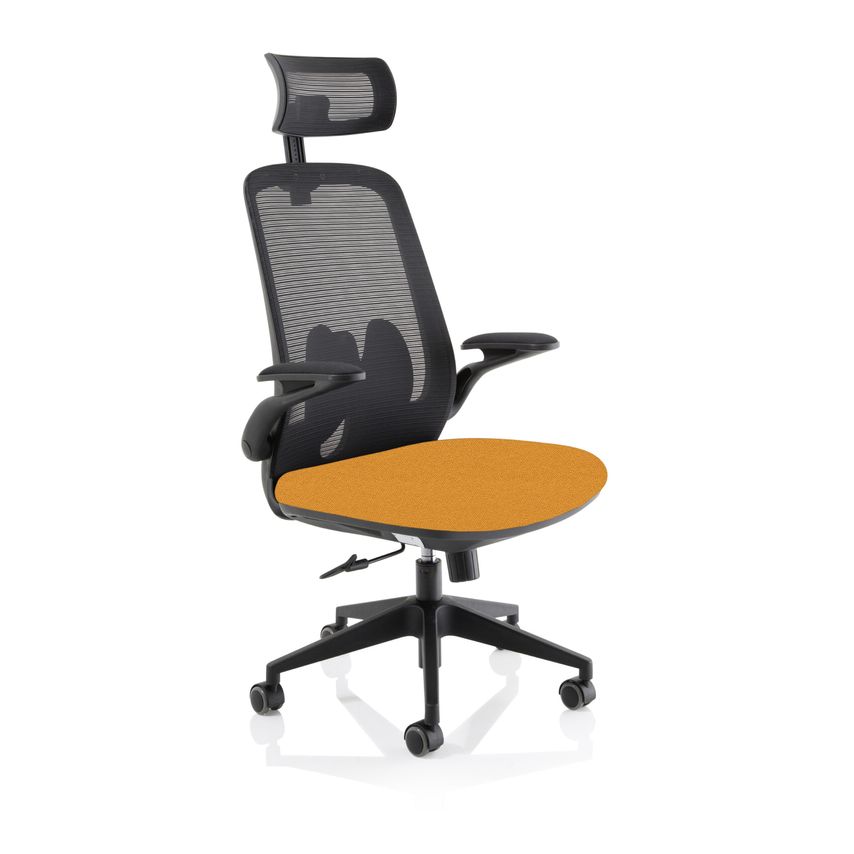 Ace & K Lasino Executive Bespoke Fabric Seat Senna Yellow Mesh Chair with Foldin
