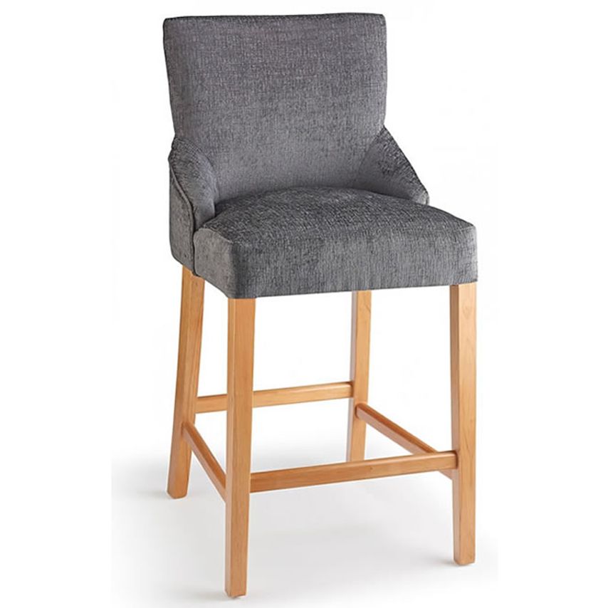 Ace & K Vandora Oak Wood Bar Stool Fabric Grey