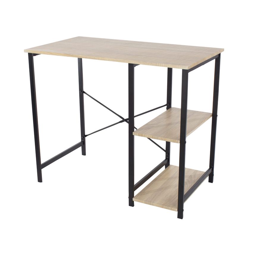Ace & K Lust Study Desk Side Storage Oak Effect Top Black Metal Legs