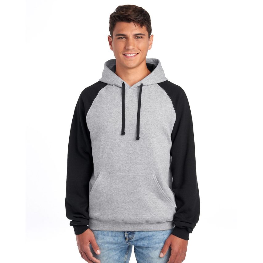 Jerzees NuBlend Colour Block Raglan Hood 275gsm Oxford Grey/Black 3XL