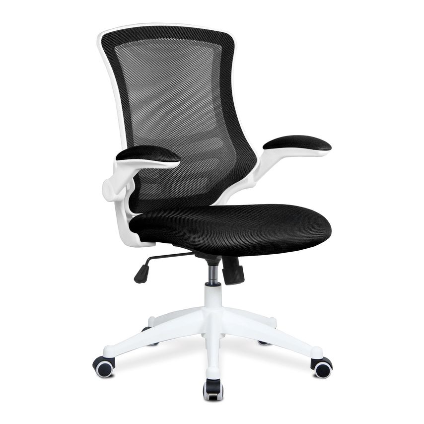 Nautilus Luna High Back Black Mesh Operator Chair White Shell