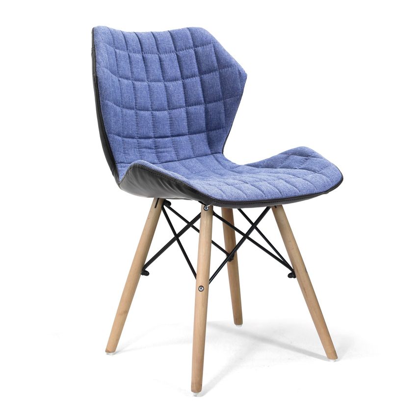 Nautilus Amelia Denim Fabric Chair Beech Leg