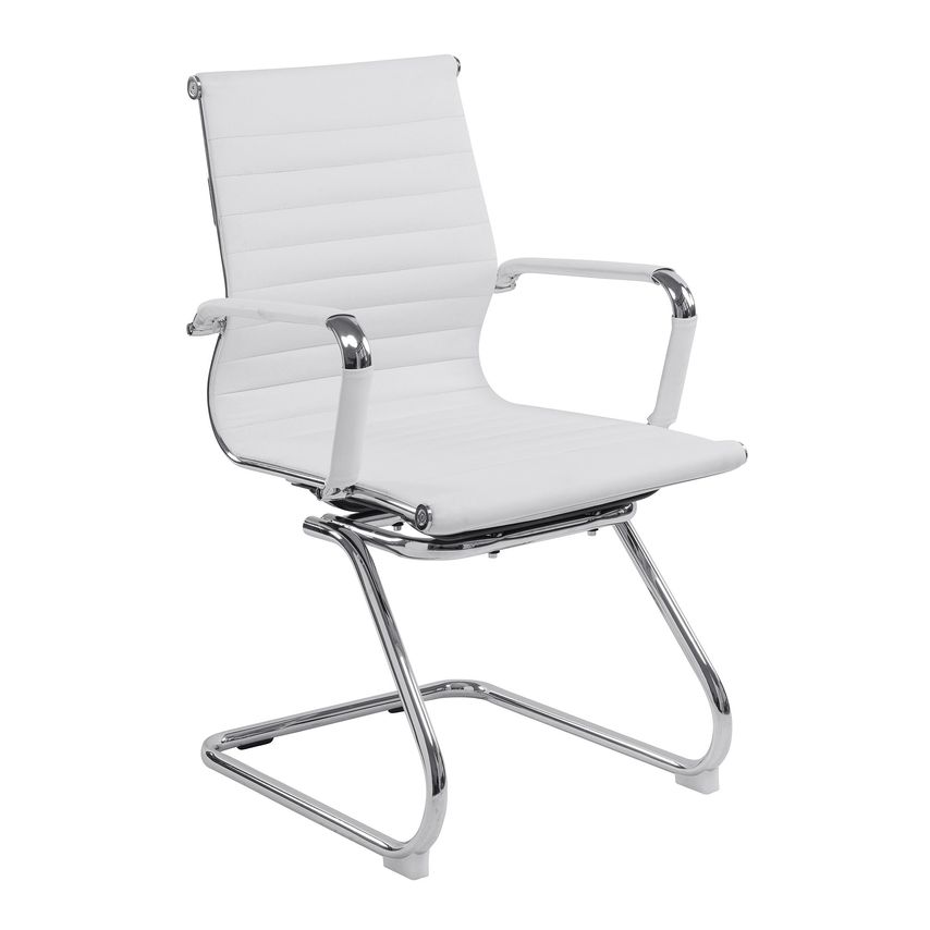 Nautilus Aura Medium Back Bond Leather Visitor Chair - White
