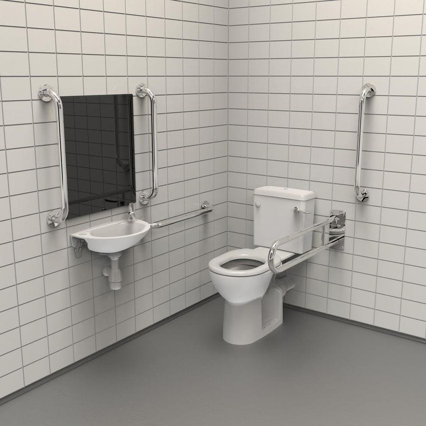 NymaCARE Close Coupled Doc M Toilet Pack with Lockable Cistern Lid in Stainless