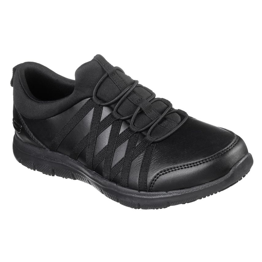 Skechers Ghenter Dagsbys Black Occupational Shoes for Women - Size 4
