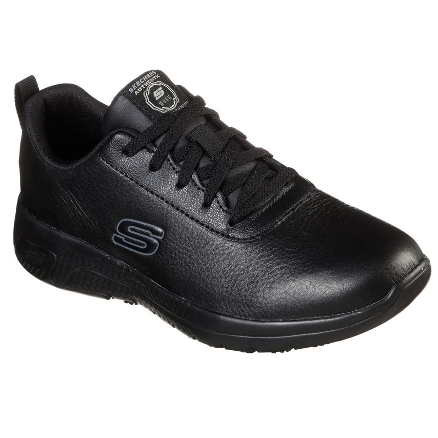 Skechers Marsing Gmina Slip Resistant Black Occupational Shoes for Women - Size