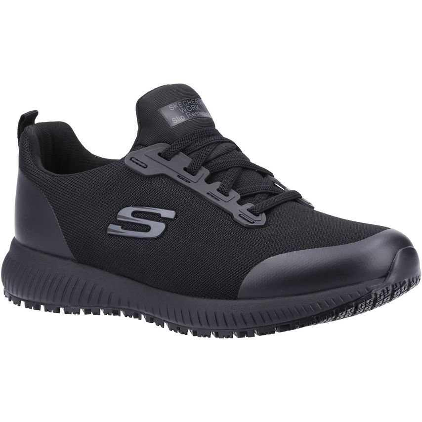 Skechers Squad SR Wide Slip Resistant Black Occupational Shoes for Women - Size