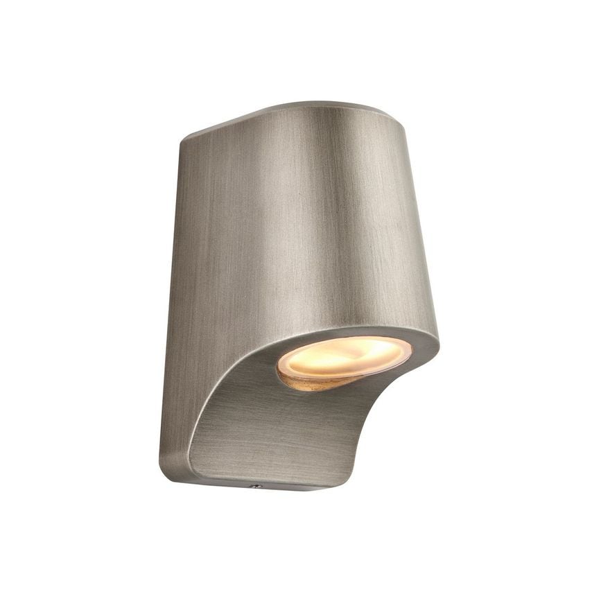 Merano Lighting Verona Outdoor Modern Wall Lamp Brushed Silver Frosted Glass