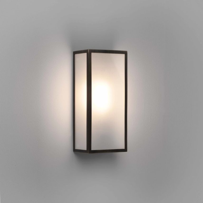 Astro Messina Outdoor LED Wall Lantern Bronze Frosted IP44 E27