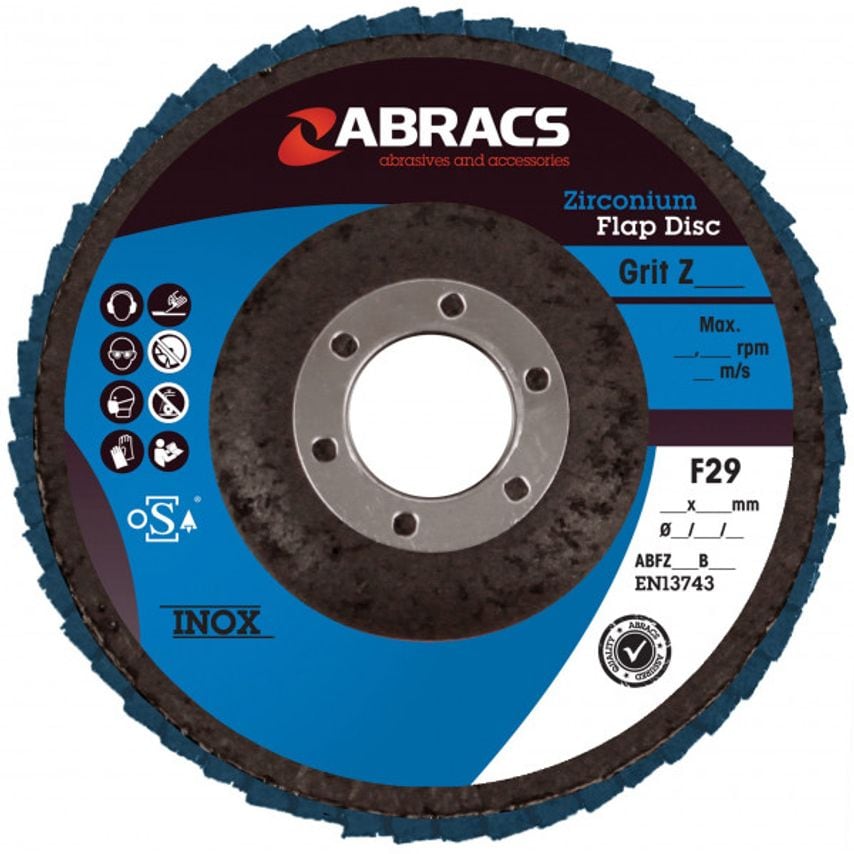 VAN LINE Abracs Flap Disc Zirconium 115x22mm P40 Pack of 5 - WAF114N