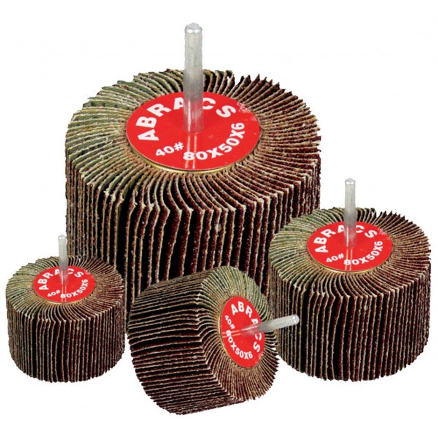 VAN LINE Abracs Flap Wheels 6mm Shaft 40x30mm P80 Pack of 5 - WAF438N