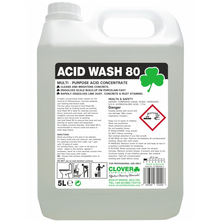 Acid Wash 80 Extra Strong Acidic Cleaner 5L Pack of 2