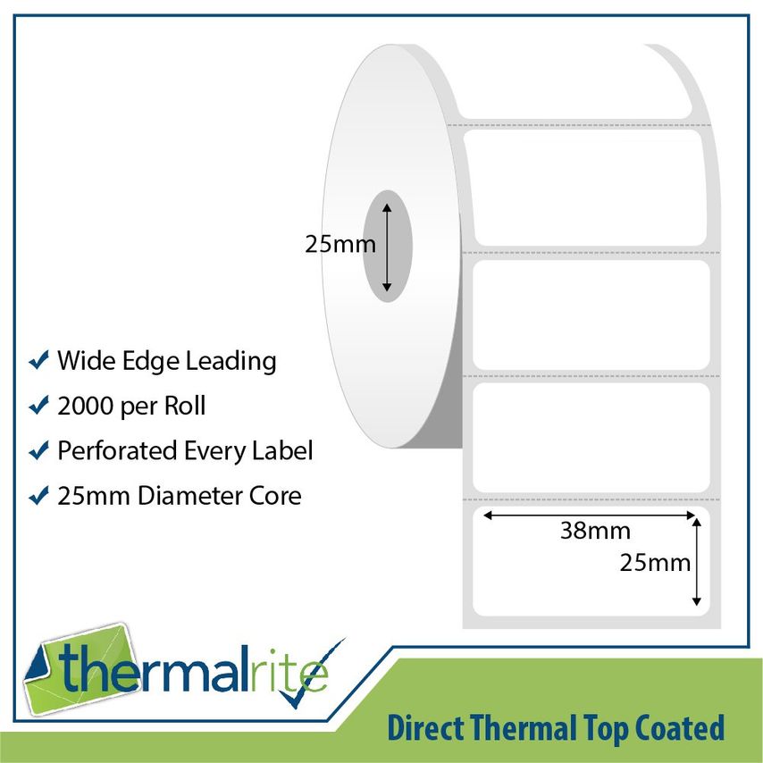 Thermalrite Thermal Label 38x25x25 40 Rolls - Pack of 1