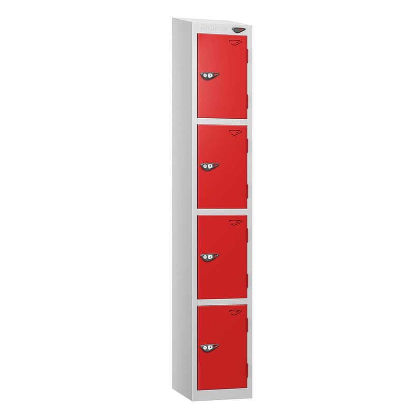 PURE Prime Full Height Four Tier Lockers Sloping Top 1950/1800Hx450Wx450D mm Fla
