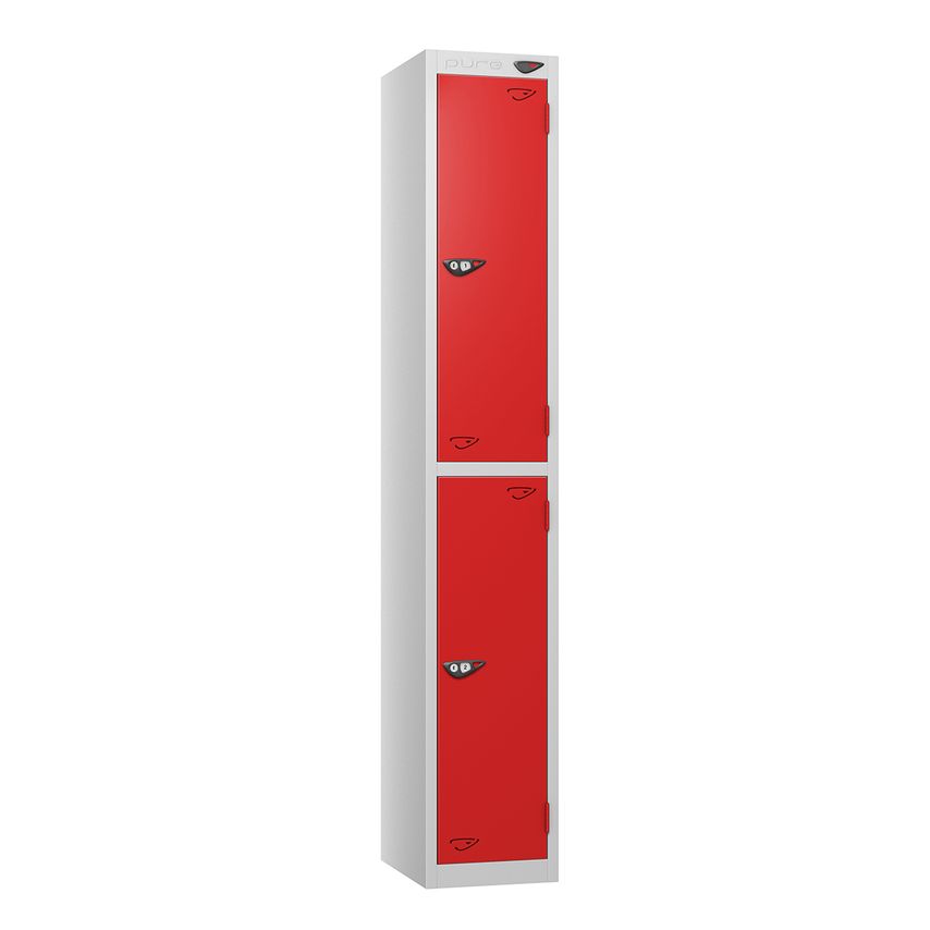 PURE Prime Full Height Two Tier Lockers Flat Top 1800Hx300Wx300Dmm Flame Red 4 D