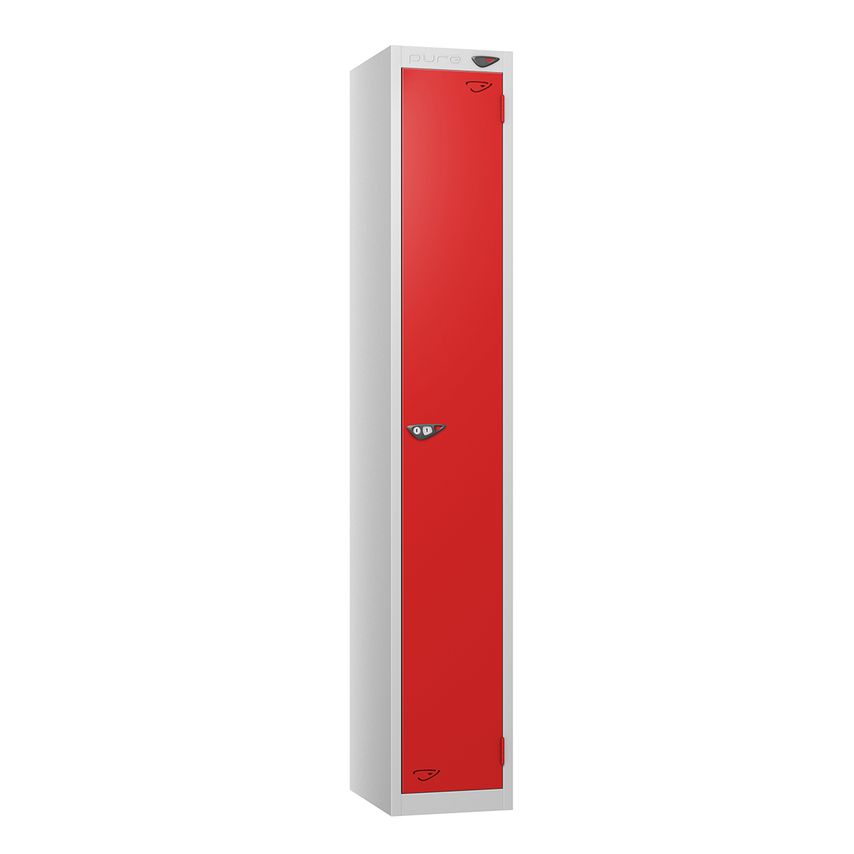 PURE Prime Full Height Single Tier Lockers Flat Top 1800Hx300Wx300Dmm Flame Red