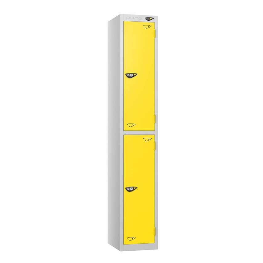 PURE Prime Full Height Two Tier Lockers Flat Top 1800Hx300Wx450D mm Lemon Digita