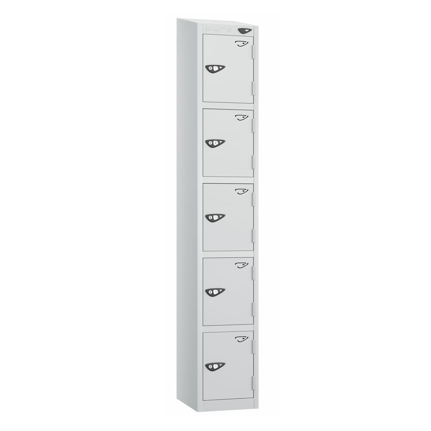PURE Prime Full Height Five Tier Lockers Sloping Top 1950/1800Hx450Wx450D mm Pea