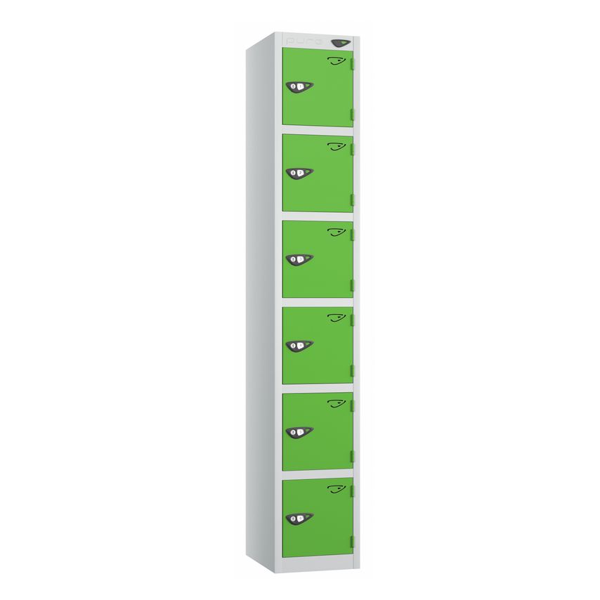 PURE Prime Full Height Six Tier Lockers Flat Top 1800Hx450Wx450D mm Forest Green