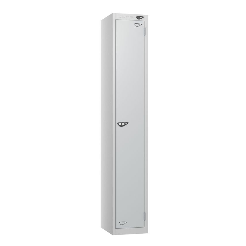 PURE Prime Full Height Single Tier Lockers Flat Top 1800Hx300Wx300Dmm Pearl Silv