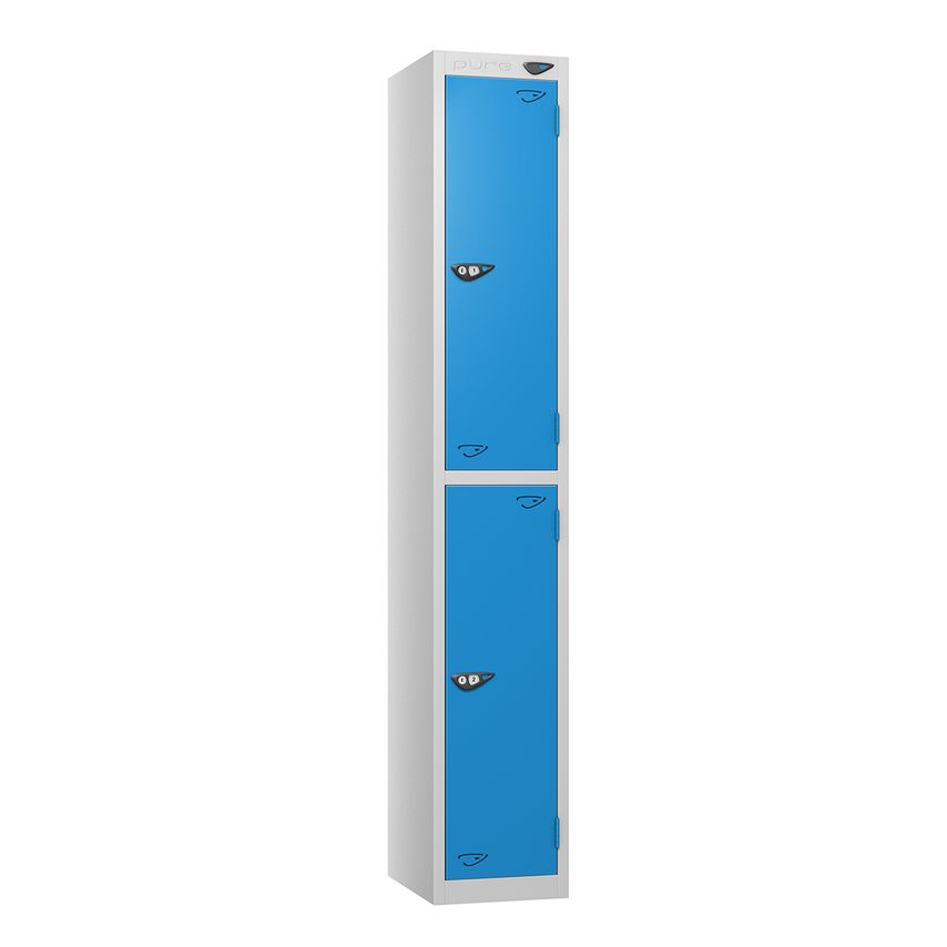 PURE Prime Full Height Two Tier Lockers Flat Top 1800Hx450Wx450D mm Cobalt Blue
