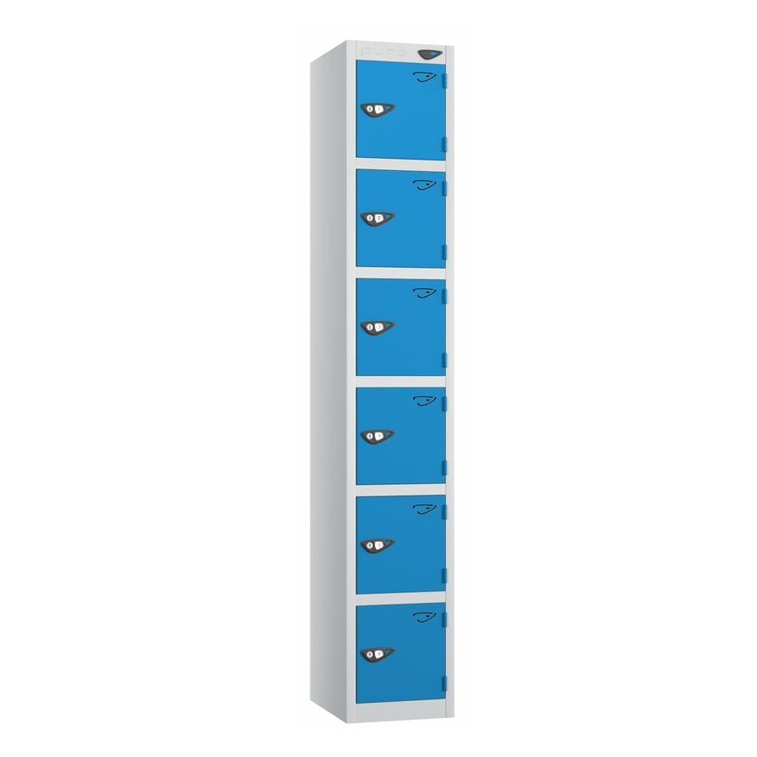 PURE Prime Full Height Six Tier Lockers Flat Top 1800Hx450Wx450D mm Cobalt Blue