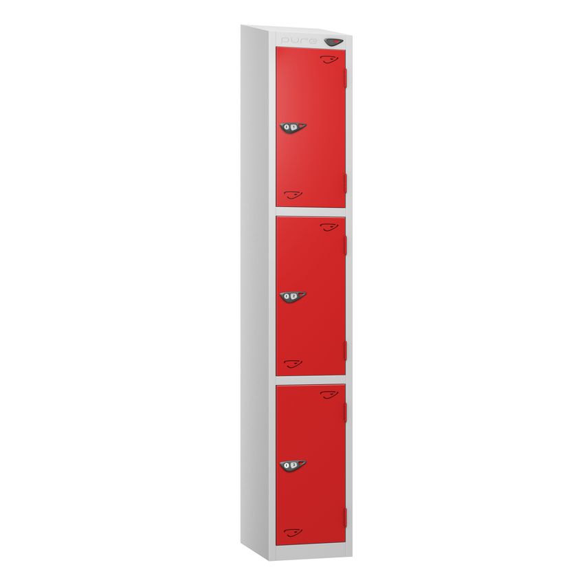 PURE Prime Full Height Three Tier Lockers Sloping Top 1950/1800Hx300Wx450D mm Fl