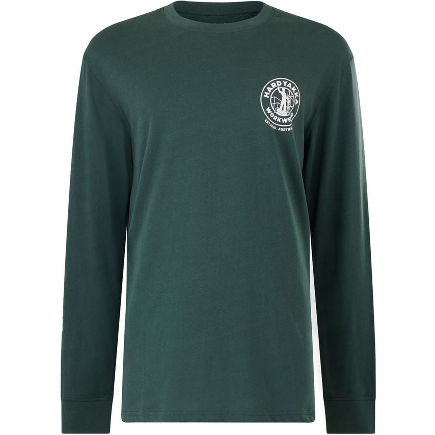 Hard Yakka Heritage Icon Long Sleeve T-Shirt Gardeners Green Size XL Male