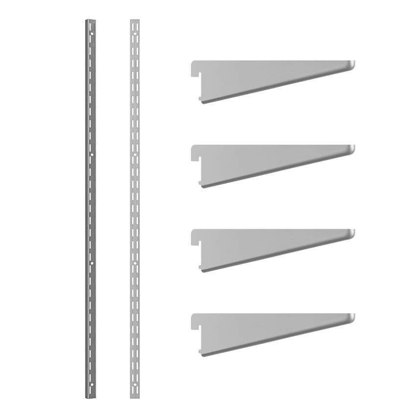 ROTHLEY Twin Slot Shelving Kit In Krome -  4" Brackets x 4 and 48" Uprights x 2