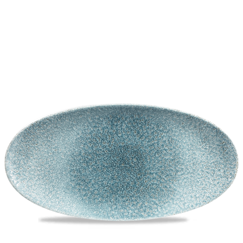 Churchill Raku Topaz Blue Oval Chefs Plate - 13 3/4 x 6 3/4"- you get 6