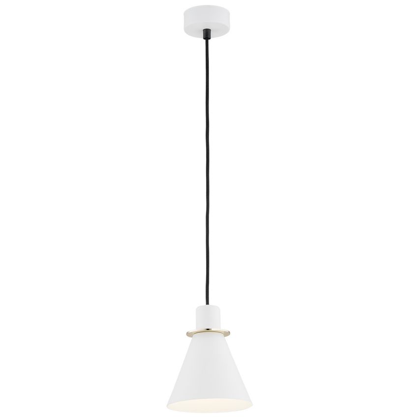 Argon Lighting Beverly Dome Pendant Ceiling Light White Structure Brass Elements