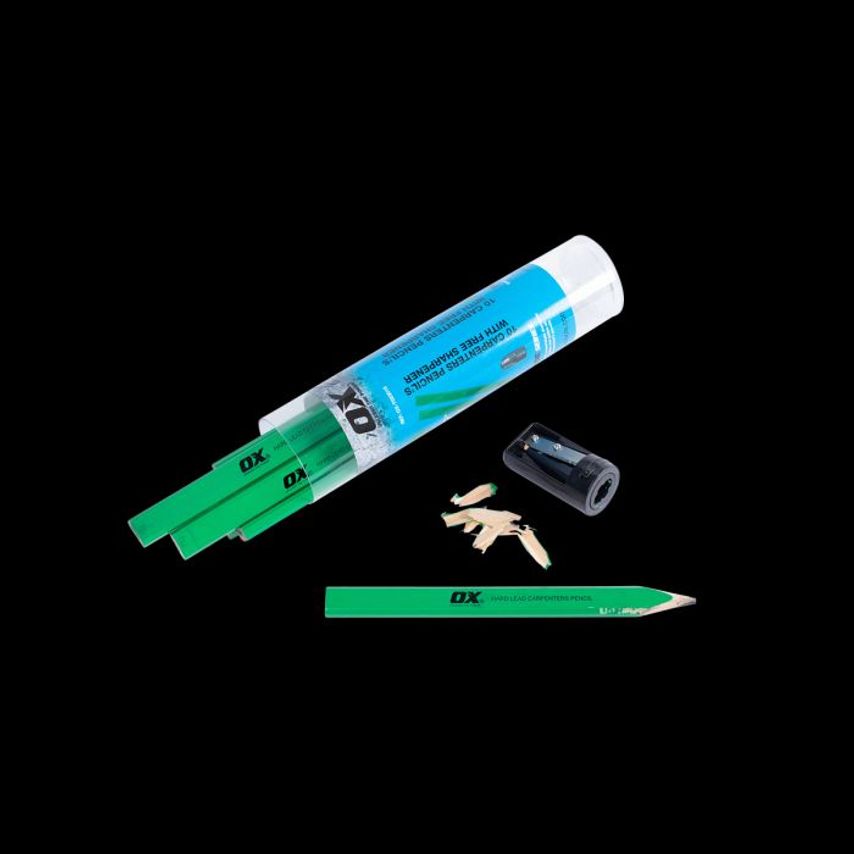 OX Tools OX Trade Hard Green Carpenters Pencils Pack of 10 OX T023010