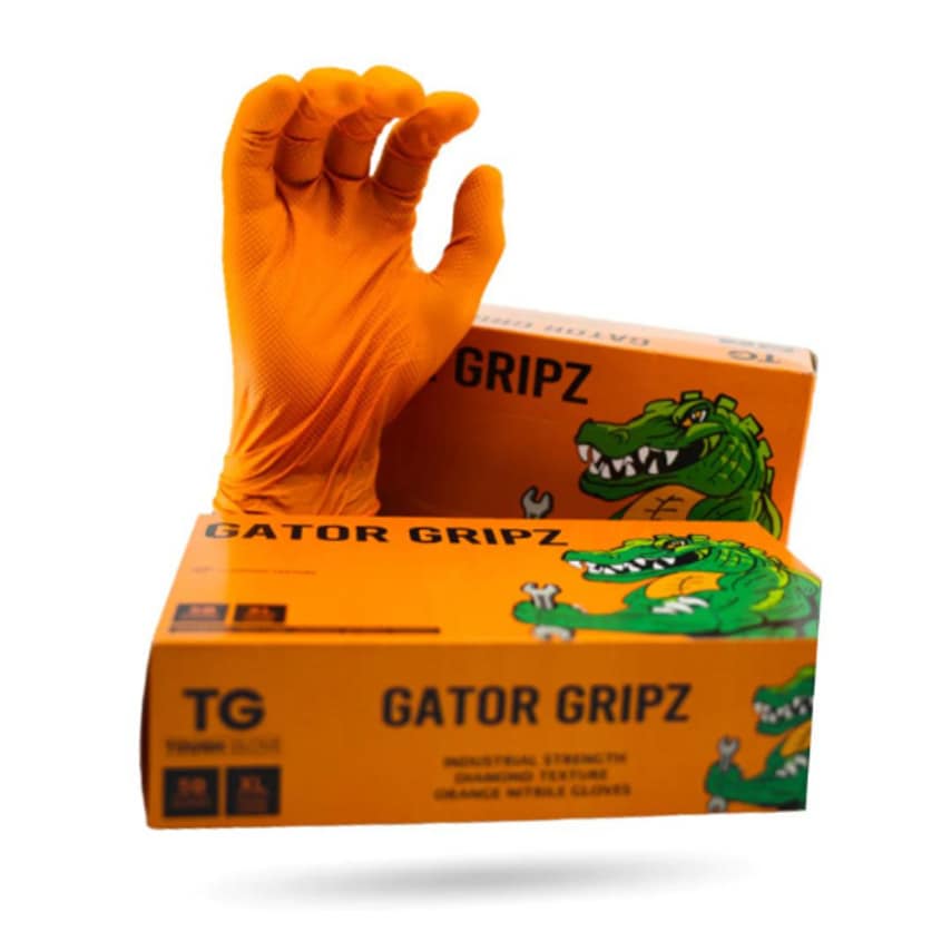 Gator Gripz Super Strong 10 Mil Thick Disposable Nitrile Gloves Size Medium Pack