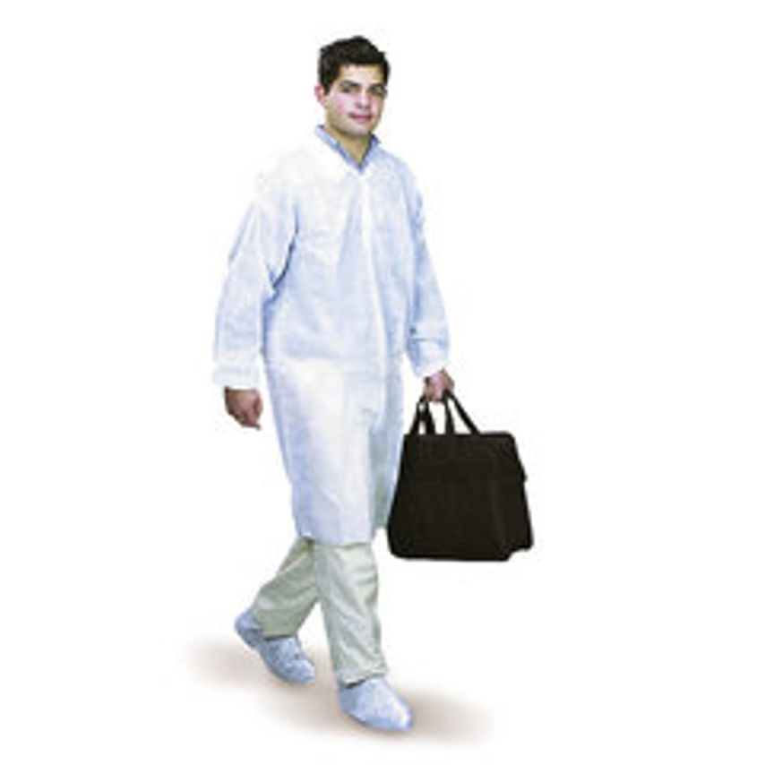 Carl Roth Disposable Coats PP White without Pockets Snap-fasteners Size L 10 Uni