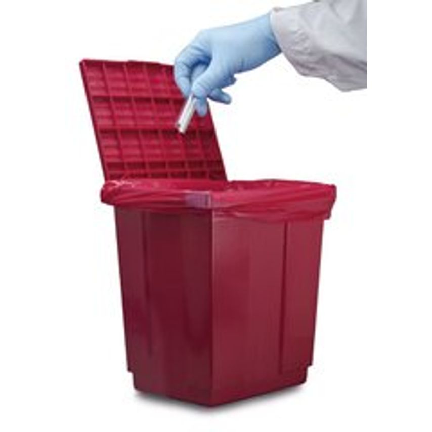 Carl Roth Waste Container with Hinged Lid Made of PP Red Autoclavable At 121 C