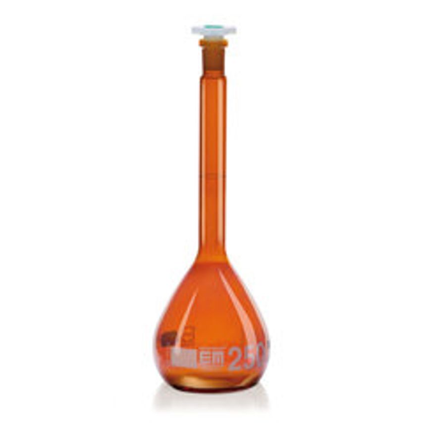 Carl Roth Volumetric Flask Cl. A Duran 2000 ml PE-stopper Joint 29/32 Amber Glas