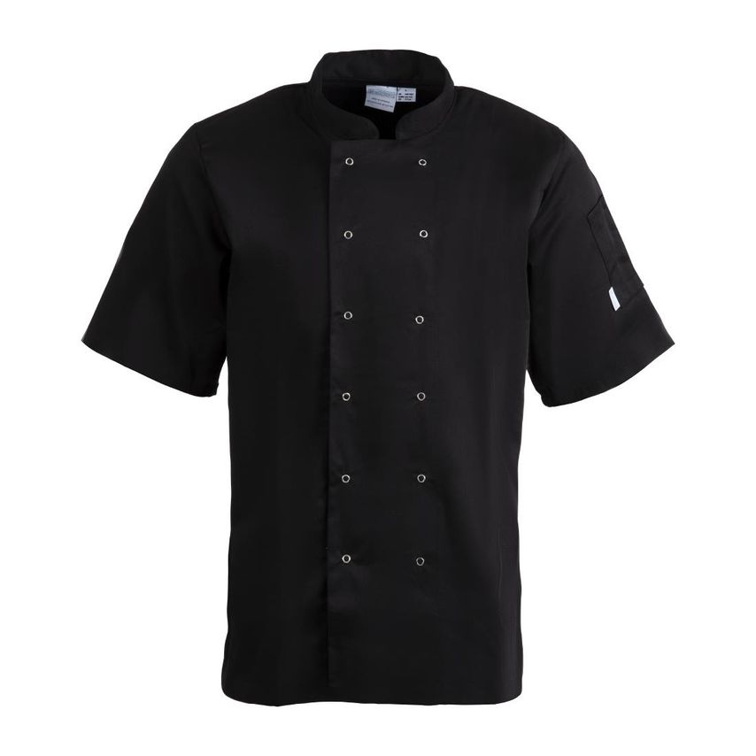 Whites Chefs Clothing Whites Vegas Unisex Chefs Jacket Short Sleeve Black 5XL