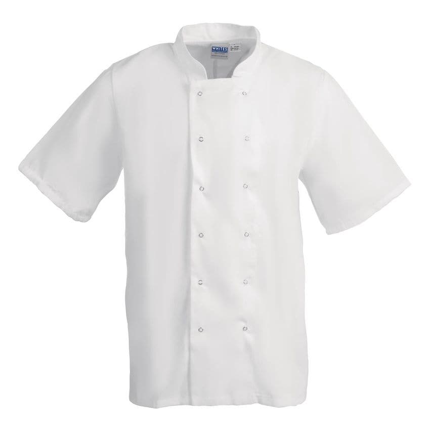 Whites Chefs Clothing Whites Boston Unisex Short Sleeve Chefs Jacket White S