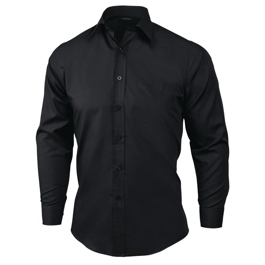 Chef Works Unisex Long Sleeve Dress Shirt Black XL