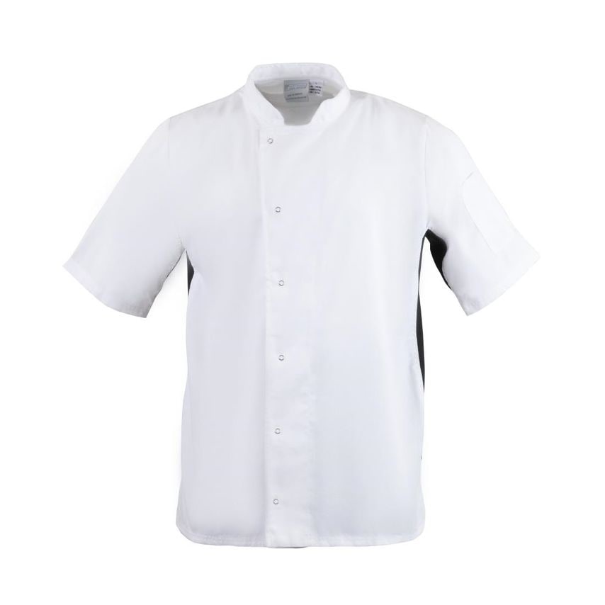 Whites Chefs Clothing Whites Nevada Unisex Chefs Jacket Short Sleeve Black and W