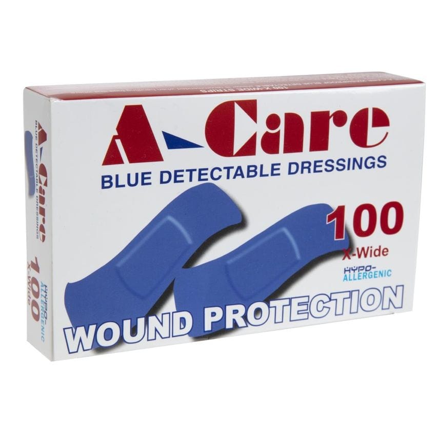 Aero Healthcare A-care Detectable Blue Plasters Extra Wide Strip 75X25MM - (Box