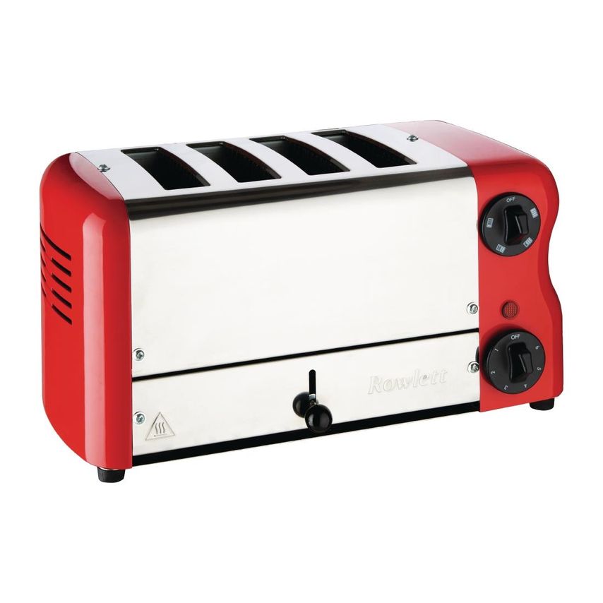 Rowlett Esprit 4 Slot Toaster Traffic Red w/2x Additional Elements & Sandwich Ca