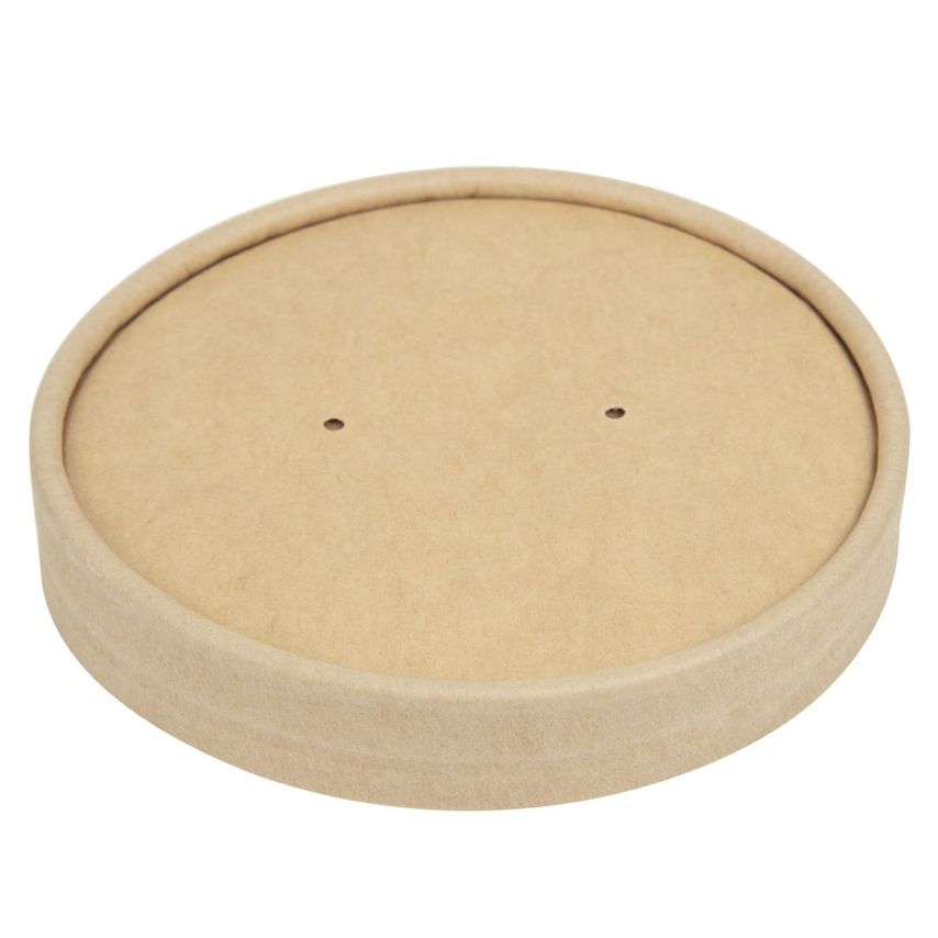 Colpac Recyclable Kraft Microwavable Soup Cup Lids 450ml/16oz (Pack of 500)