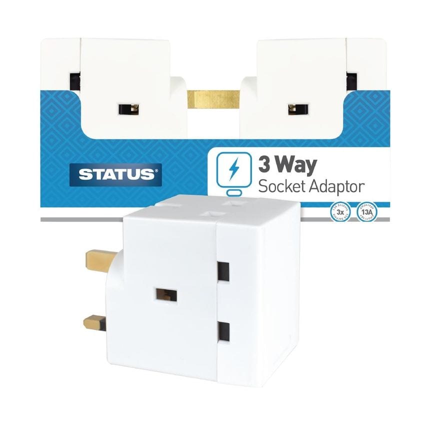 3 Way Fused Plug Adapter White