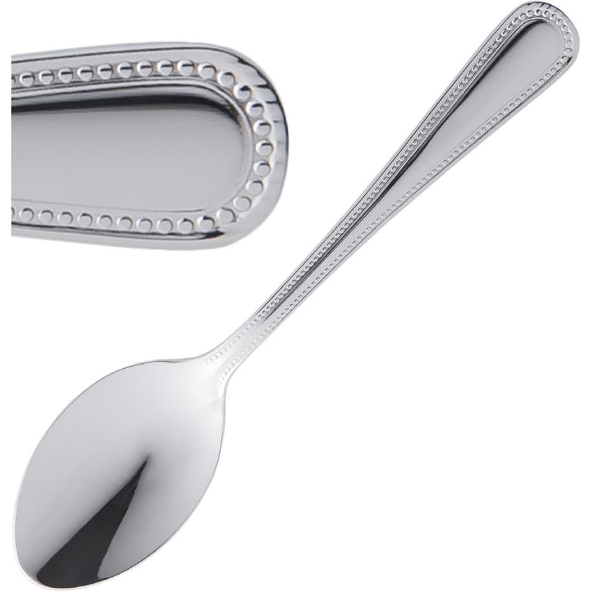 Amefa Bead Teaspoon Pack of 12: Mirror Finished 18/10 Stainless Steel, Beaded Bo